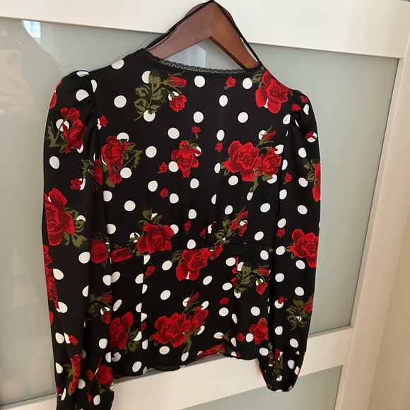 Floral & polka dot satin blouse - Picture 2 of 2
